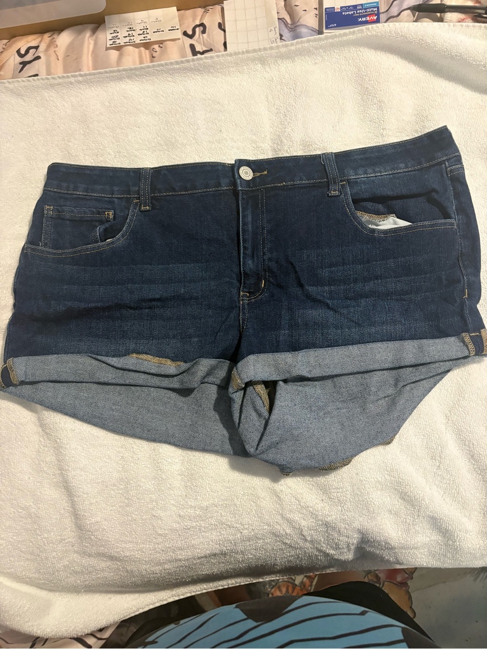 SO Dark Blue Cuffed Denim Shorts